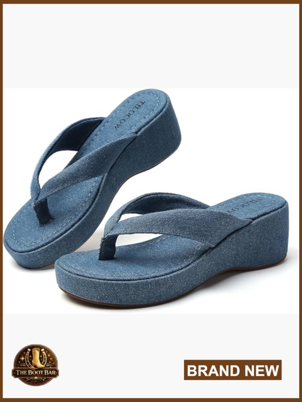 Women's Platform Wedge Sandals Round Toe Y-Strap Thong Flip Flops Slide
